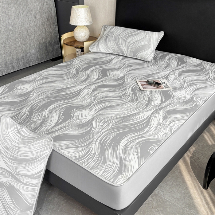 91家纺网 家纺一手货源 找家纺 麋兔 2026新款PE聚乙中分子提花床笠款凉席席子 极简主义