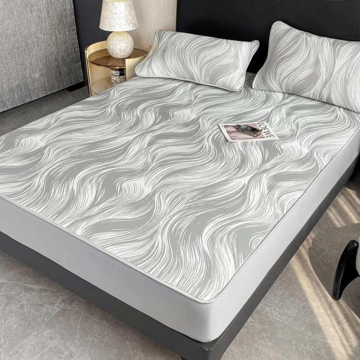 91家纺网 家纺一手货源 找家纺 麋兔 2026新款PE聚乙中分子提花床笠款凉席席子 极简主义