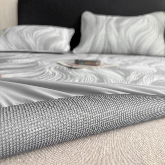 91家纺网 家纺一手货源 找家纺 麋兔 2026新款PE聚乙中分子提花床笠款凉席席子 极简主义