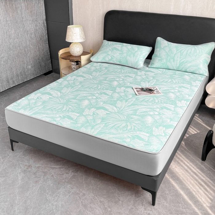 91家纺网 家纺一手货源 找家纺 麋兔 2026新款PE聚乙中分子提花床笠款凉席席子 秘境