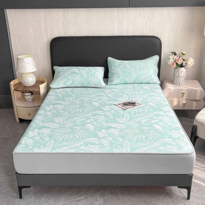 91家纺网 家纺一手货源 找家纺 麋兔 2026新款PE聚乙中分子提花床笠款凉席席子 秘境