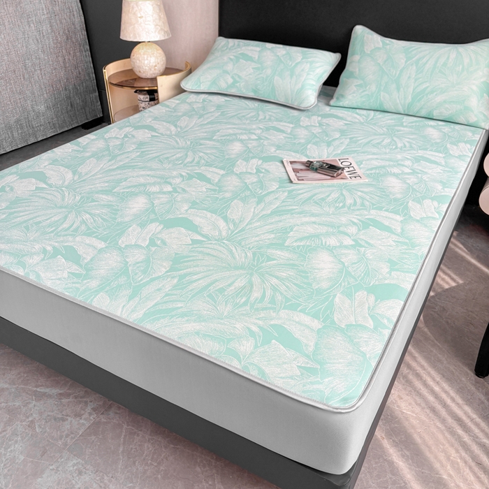 91家纺网 家纺一手货源 找家纺 麋兔 2026新款PE聚乙中分子提花床笠款凉席席子 秘境