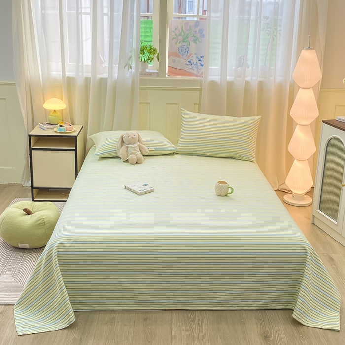 91家纺网 家纺一手货源 找家纺 优品惠 2026新款老粗布床单凉席席子空调软席单品床垫保护套三件套 条纹