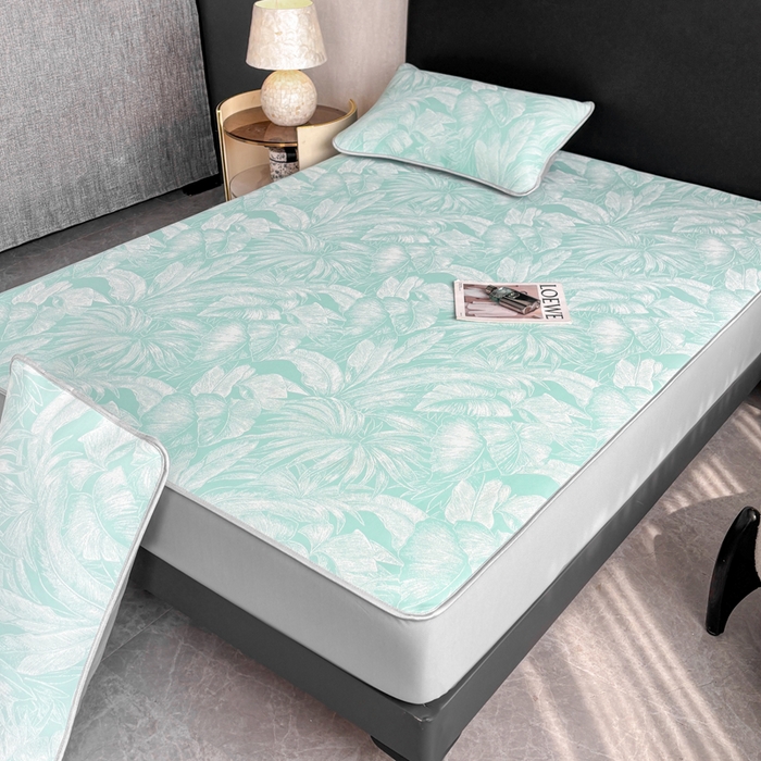 91家纺网 家纺一手货源 找家纺 麋兔 2026新款PE聚乙中分子提花床笠款凉席席子 秘境