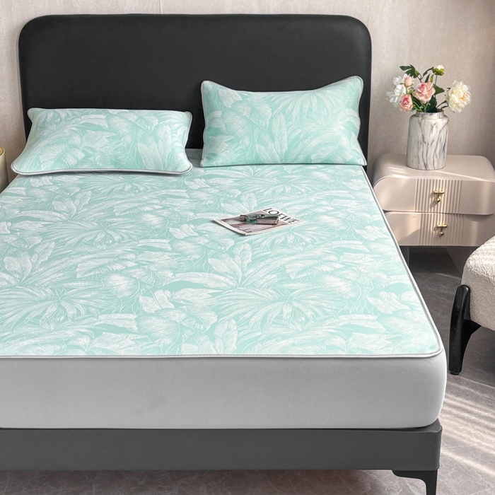 91家纺网 家纺一手货源 找家纺 麋兔 2026新款PE聚乙中分子提花床笠款凉席席子 秘境