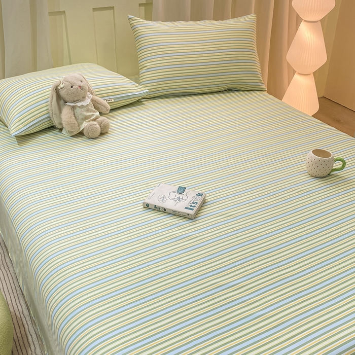 91家纺网 家纺一手货源 找家纺 优品惠 2026新款老粗布床单凉席席子空调软席单品床垫保护套三件套 条纹