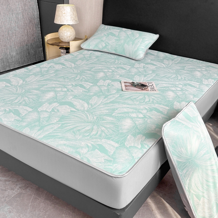 91家纺网 家纺一手货源 找家纺 麋兔 2026新款PE聚乙中分子提花床笠款凉席席子 秘境