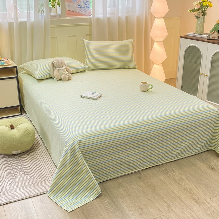 91家纺网 家纺一手货源 找家纺 优品惠 2026新款老粗布床单凉席席子空调软席单品床垫保护套三件套 条纹