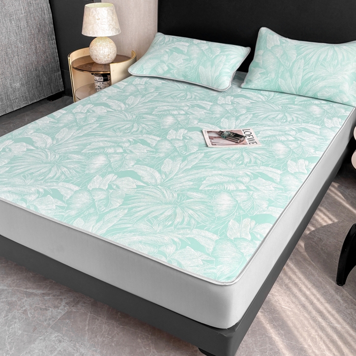 91家纺网 家纺一手货源 找家纺 麋兔 2026新款PE聚乙中分子提花床笠款凉席席子 秘境