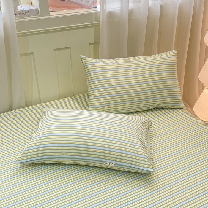 91家纺网 家纺一手货源 找家纺 优品惠 2026新款老粗布床单凉席席子空调软席单品床垫保护套三件套 条纹