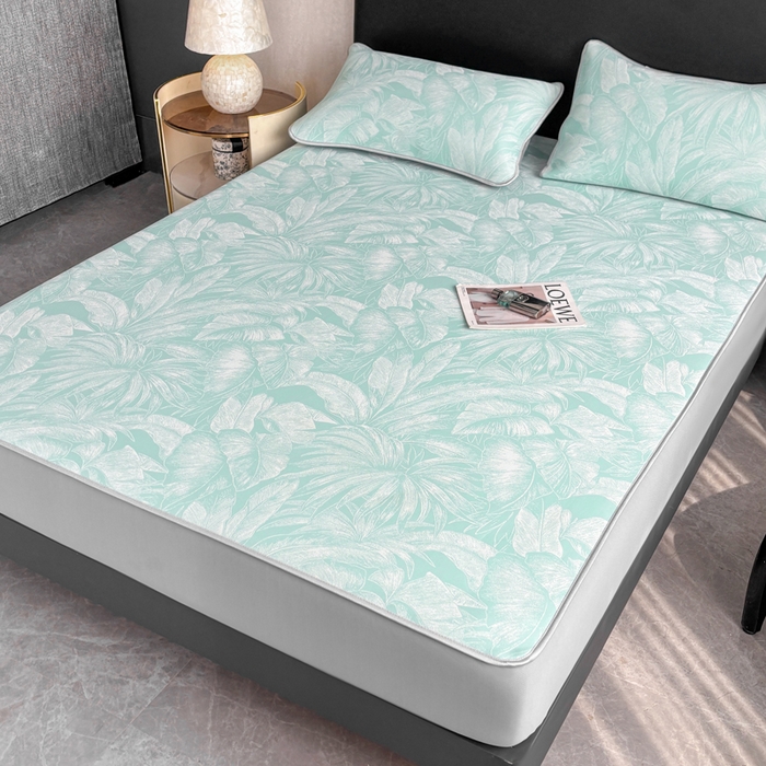 91家纺网 家纺一手货源 找家纺 麋兔 2026新款PE聚乙中分子提花床笠款凉席席子 秘境