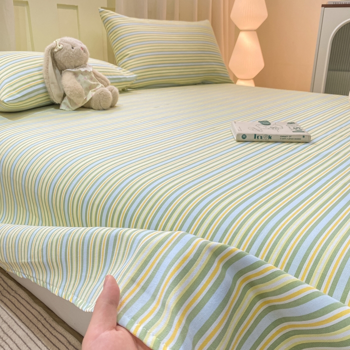 91家纺网 家纺一手货源 找家纺 优品惠 2026新款老粗布床单凉席席子空调软席单品床垫保护套三件套 条纹