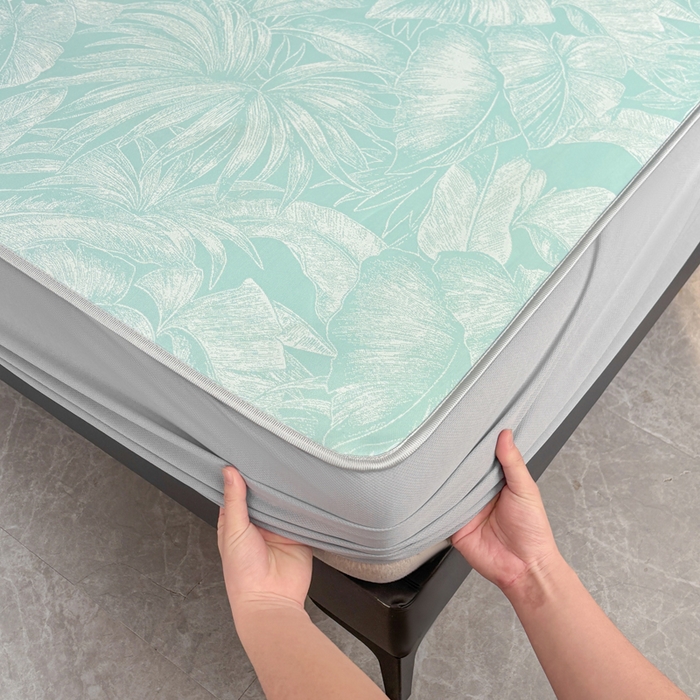 91家纺网 家纺一手货源 找家纺 麋兔 2026新款PE聚乙中分子提花床笠款凉席席子 秘境