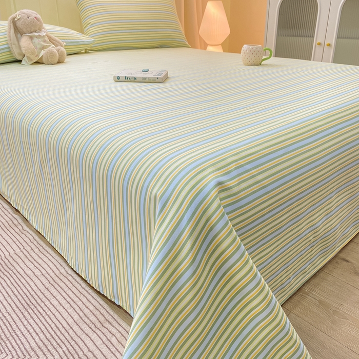 91家纺网 家纺一手货源 找家纺 优品惠 2026新款老粗布床单凉席席子空调软席单品床垫保护套三件套 条纹