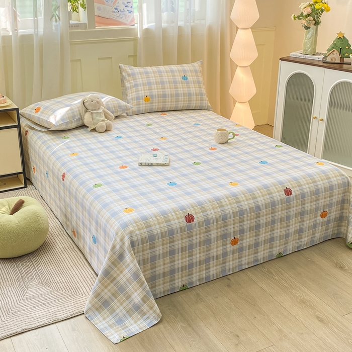 91家纺网 家纺一手货源 找家纺 优品惠 2026新款老粗布床单凉席席子空调软席单品床垫保护套三件套 小南瓜