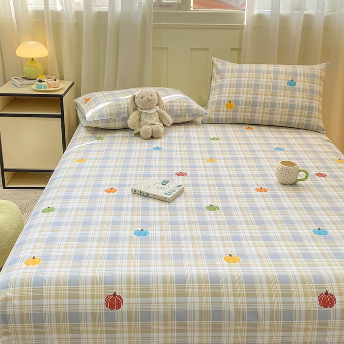 91家纺网 家纺一手货源 找家纺 优品惠 2026新款老粗布床单凉席席子空调软席单品床垫保护套三件套 小南瓜