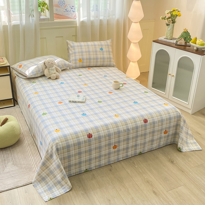 91家纺网 家纺一手货源 找家纺 优品惠 2026新款老粗布床单凉席席子空调软席单品床垫保护套三件套 小南瓜