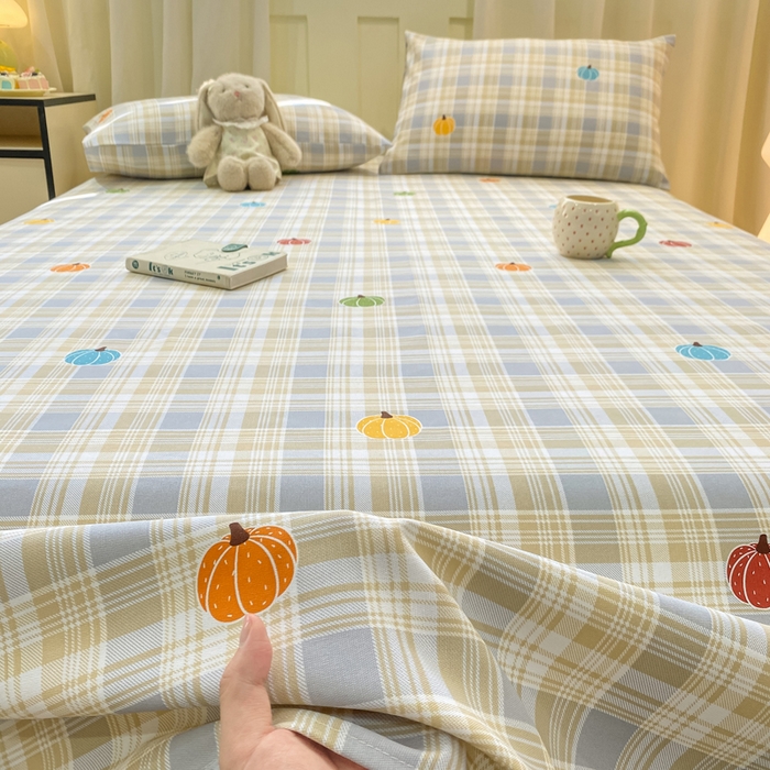 91家纺网 家纺一手货源 找家纺 优品惠 2026新款老粗布床单凉席席子空调软席单品床垫保护套三件套 小南瓜