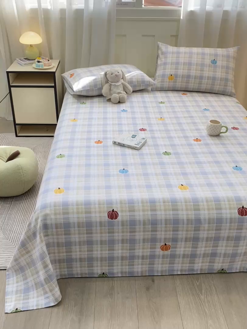 91家纺网 家纺一手货源 找家纺 优品惠 2026新款老粗布床单凉席席子空调软席单品床垫保护套三件套 小南瓜