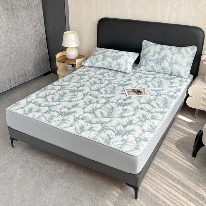 91家纺网 家纺一手货源 找家纺 麋兔 2026新款PE聚乙中分子提花床笠款凉席席子 羽爱