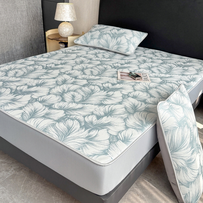 91家纺网 家纺一手货源 找家纺 麋兔 2026新款PE聚乙中分子提花床笠款凉席席子 羽爱