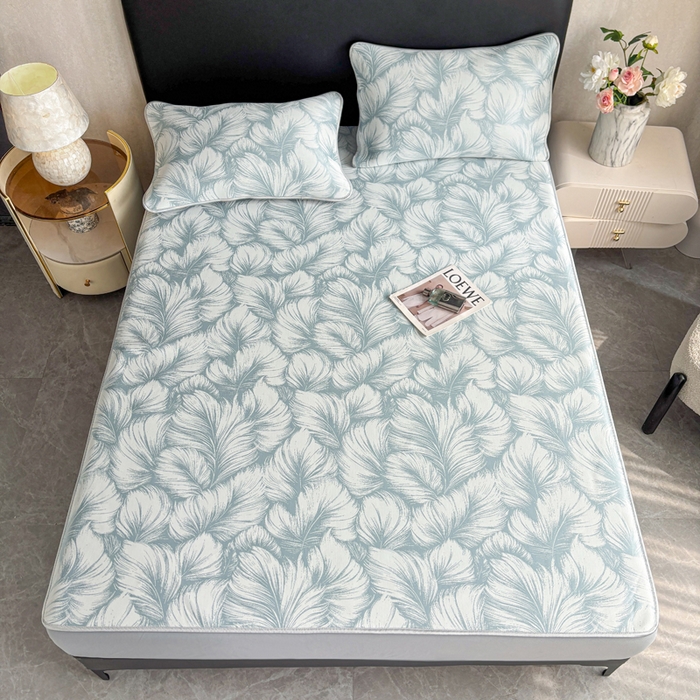 91家纺网 家纺一手货源 找家纺 麋兔 2026新款PE聚乙中分子提花床笠款凉席席子 羽爱