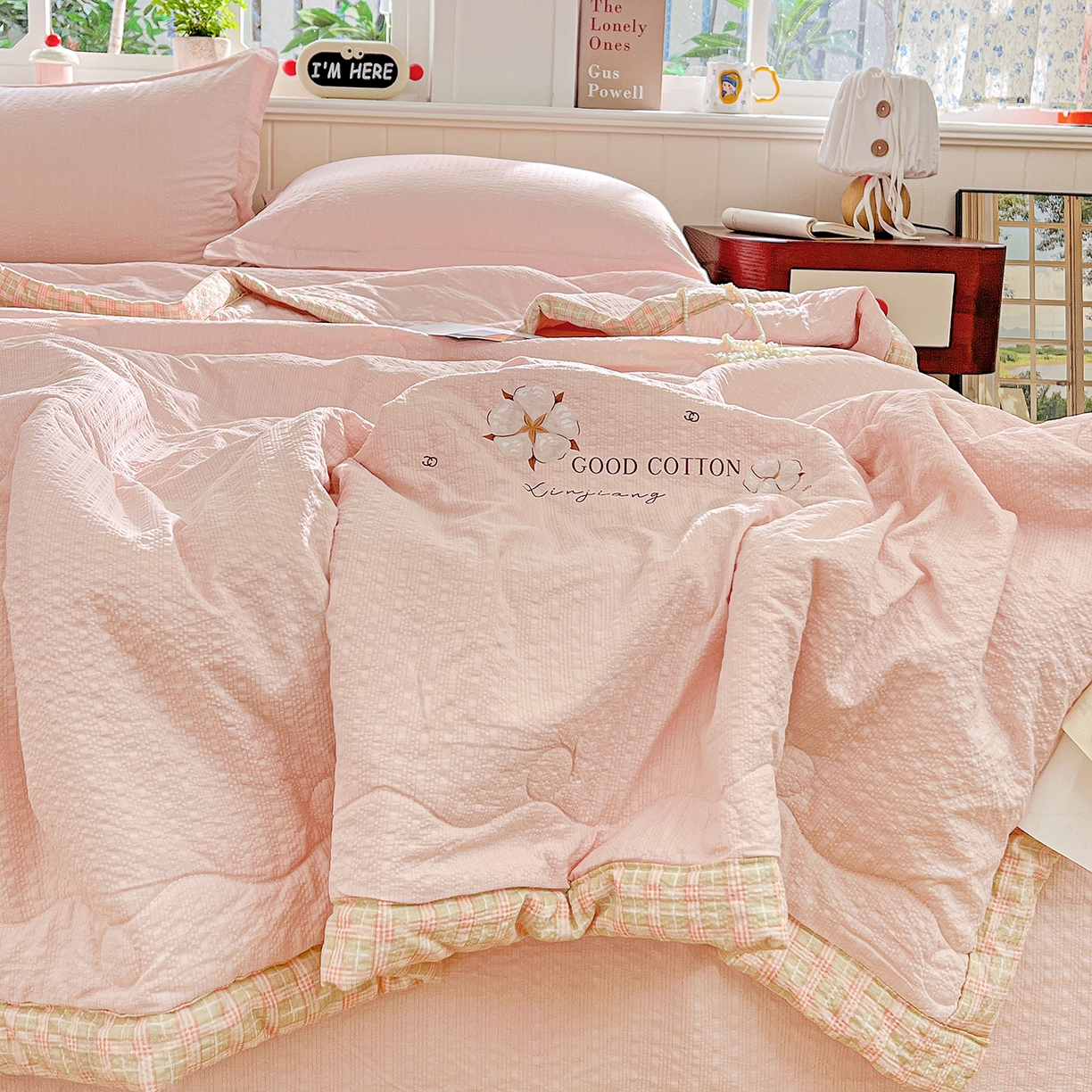 91家纺网 家纺一手货源 找家纺 （总）优承佳生活馆 2026新款超柔泡芙棉烫画棉花夏被（提供买家秀）