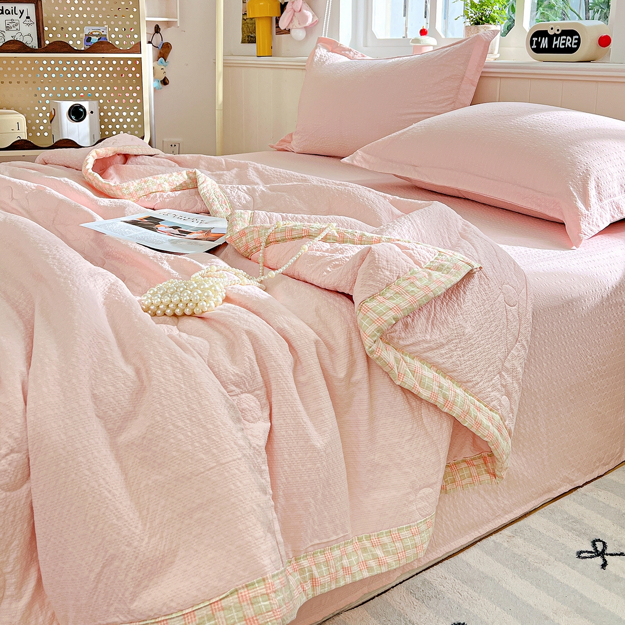 91家纺网 家纺一手货源 找家纺 （总）优承佳生活馆 2026新款超柔泡芙棉烫画棉花夏被（提供买家秀）