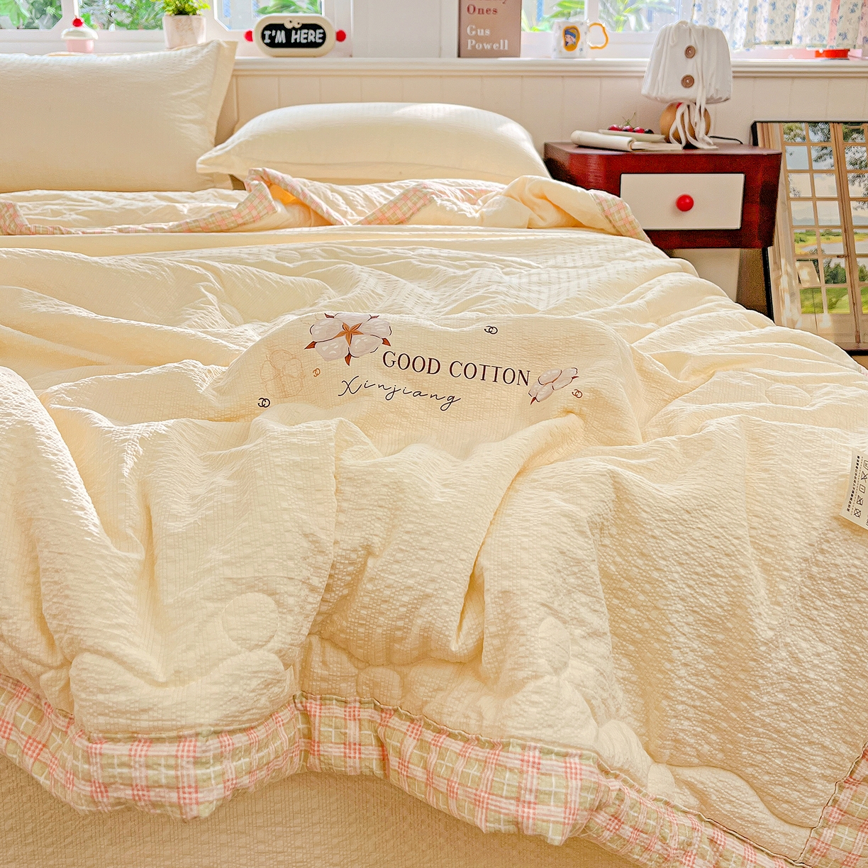 91家纺网 家纺一手货源 找家纺 优承佳生活馆 2026新款超柔泡芙棉烫画棉花夏被（提供买家秀） 泡芙-黄