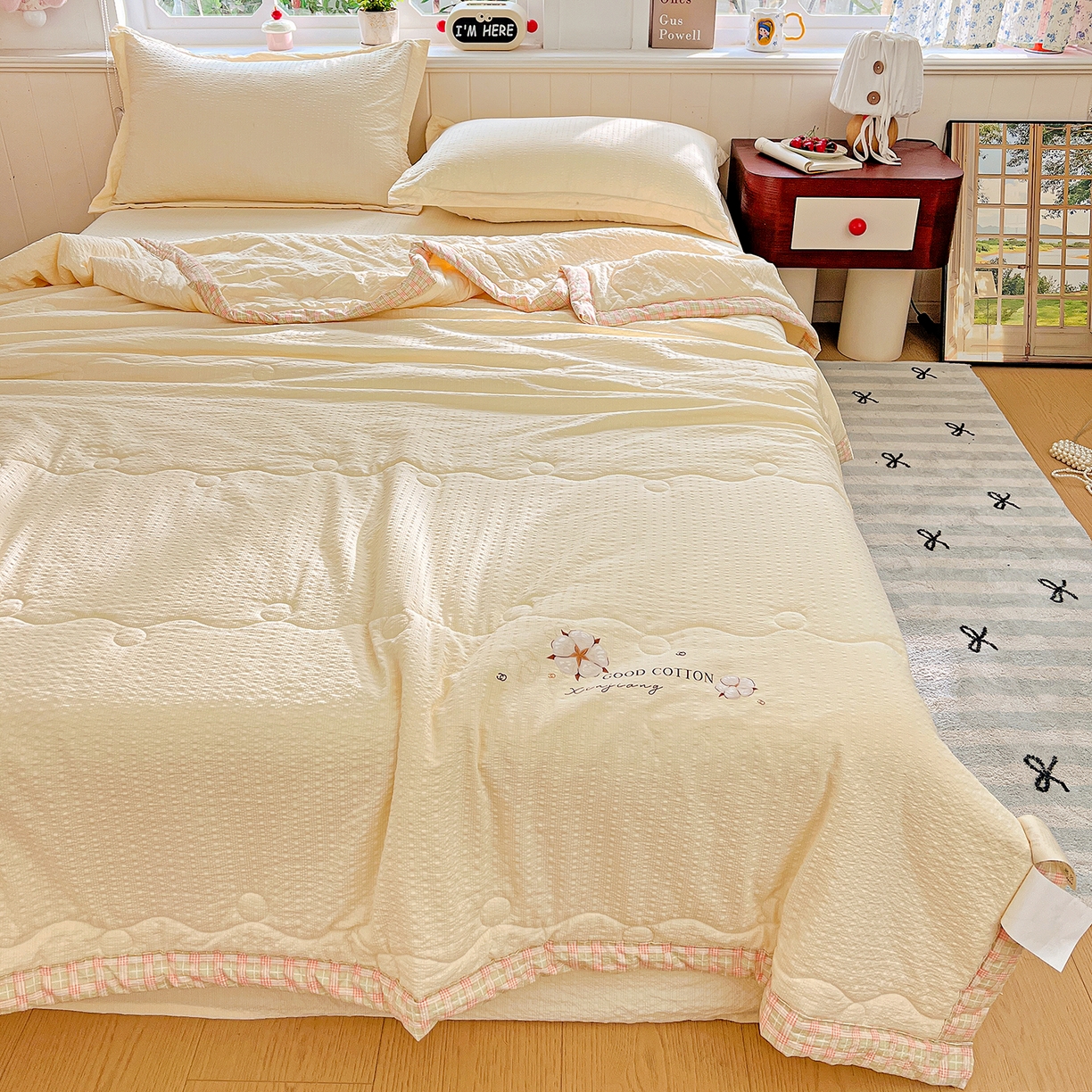 91家纺网 家纺一手货源 找家纺 优承佳生活馆 2026新款超柔泡芙棉烫画棉花夏被（提供买家秀） 泡芙-黄