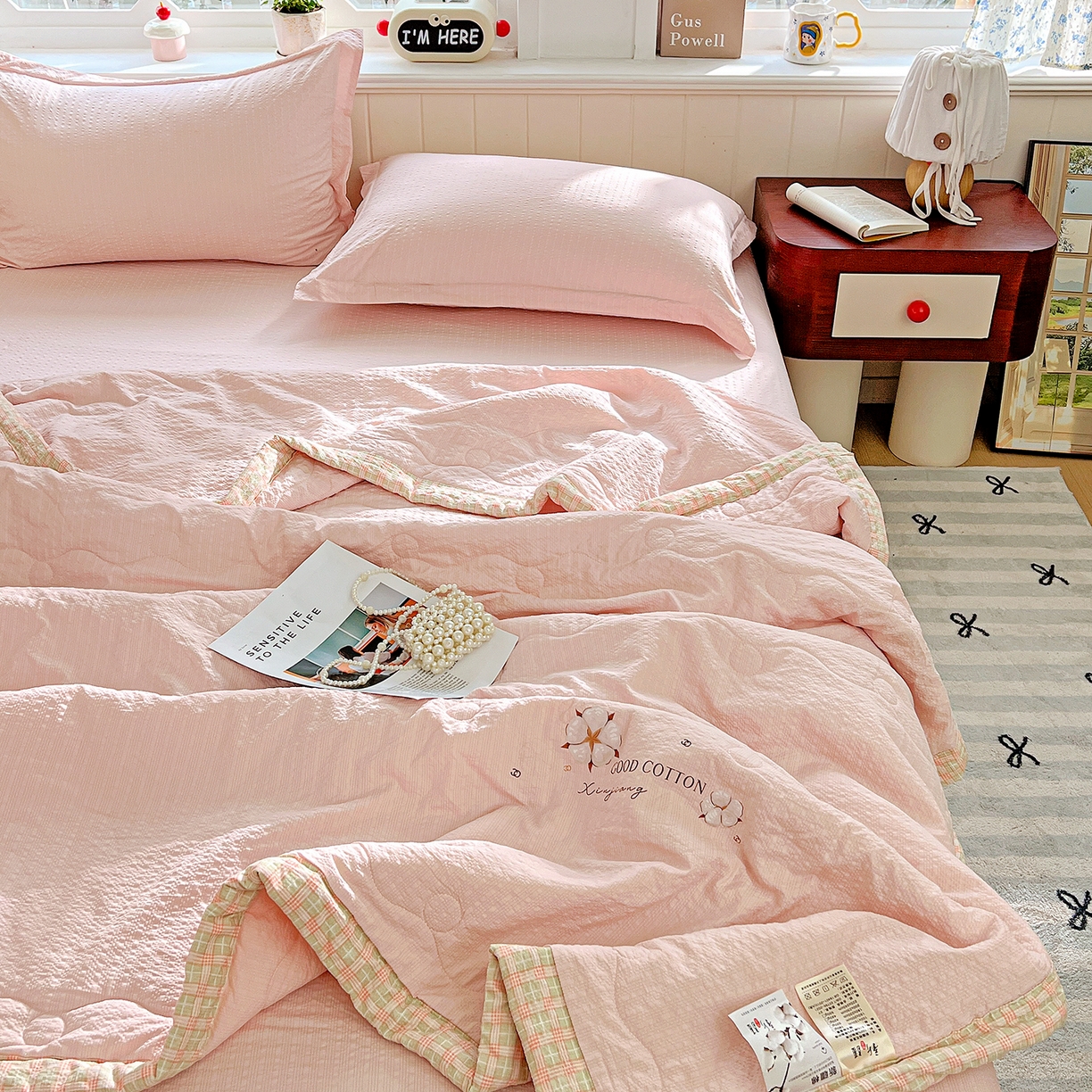 91家纺网 家纺一手货源 找家纺 （总）优承佳生活馆 2026新款超柔泡芙棉烫画棉花夏被（提供买家秀）