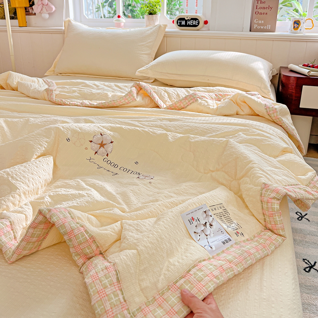 91家纺网 家纺一手货源 找家纺 优承佳生活馆 2026新款超柔泡芙棉烫画棉花夏被（提供买家秀） 泡芙-黄