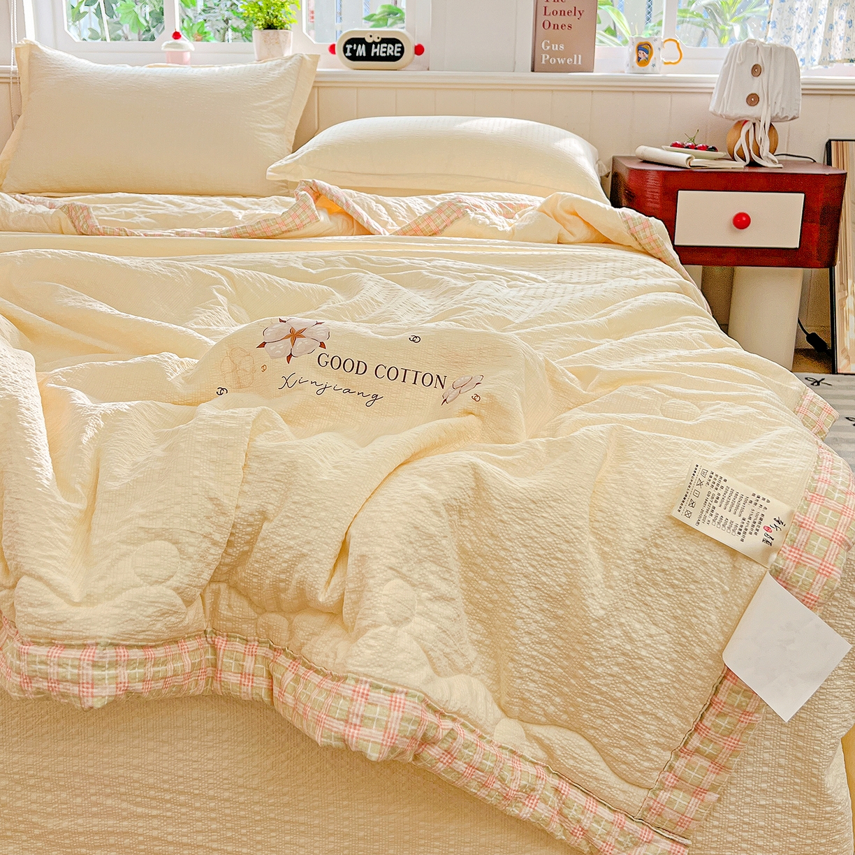 91家纺网 家纺一手货源 找家纺 优承佳生活馆 2026新款超柔泡芙棉烫画棉花夏被（提供买家秀） 泡芙-黄