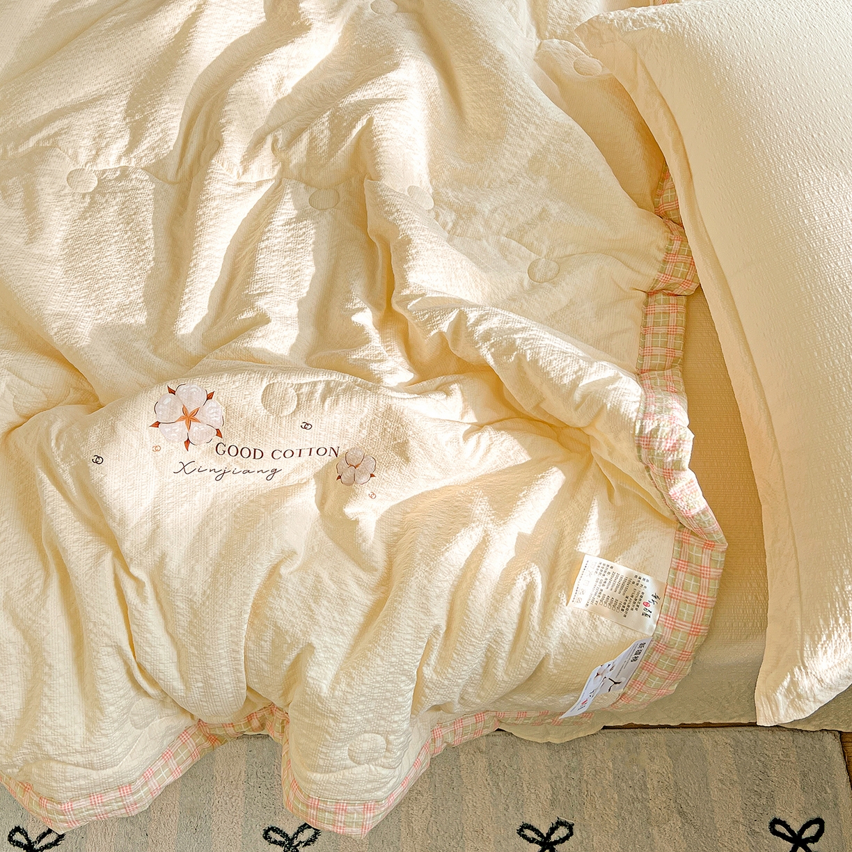 91家纺网 家纺一手货源 找家纺 优承佳生活馆 2026新款超柔泡芙棉烫画棉花夏被（提供买家秀） 泡芙-黄