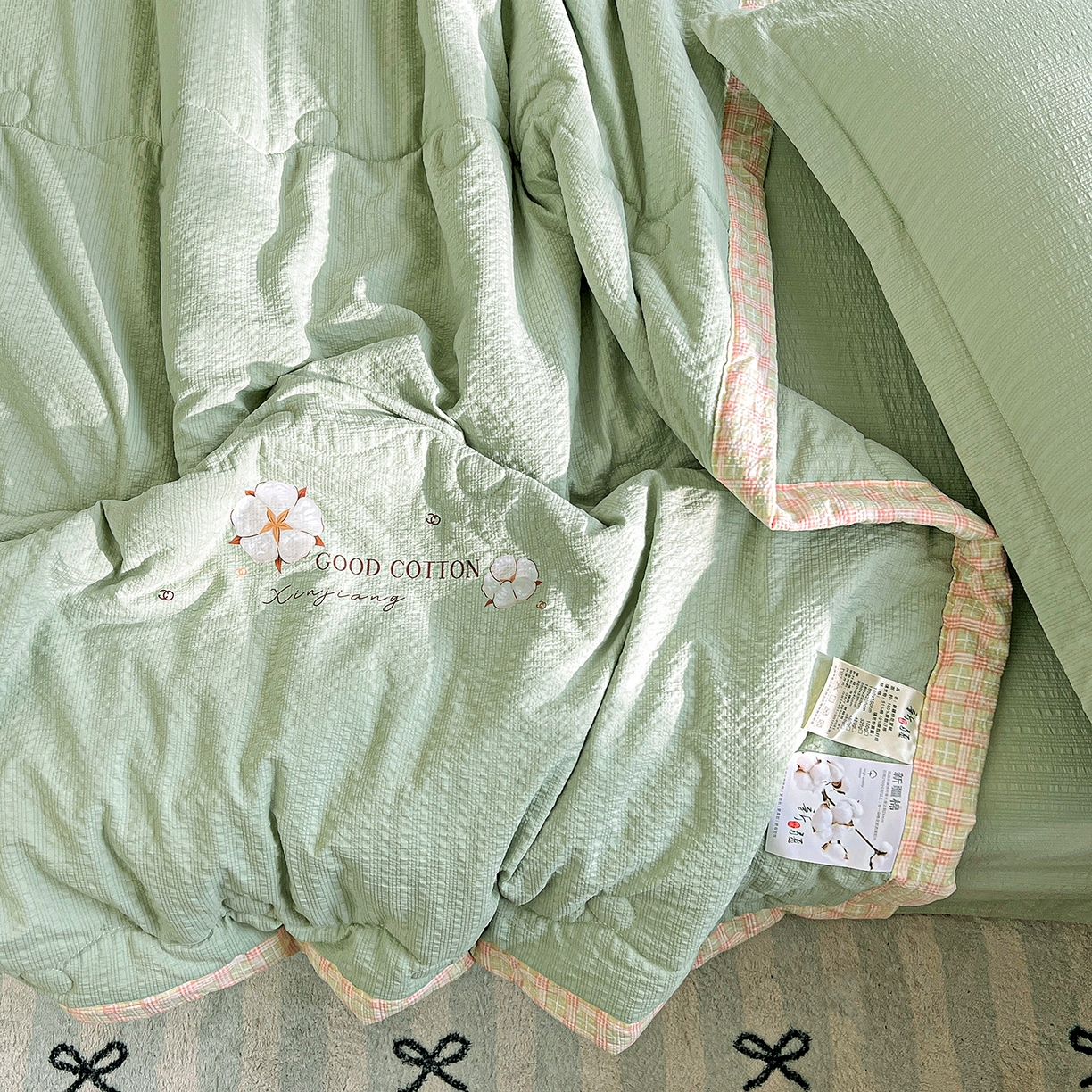 91家纺网 家纺一手货源 找家纺 优承佳生活馆 2026新款超柔泡芙棉烫画棉花夏被（提供买家秀） 泡芙-绿