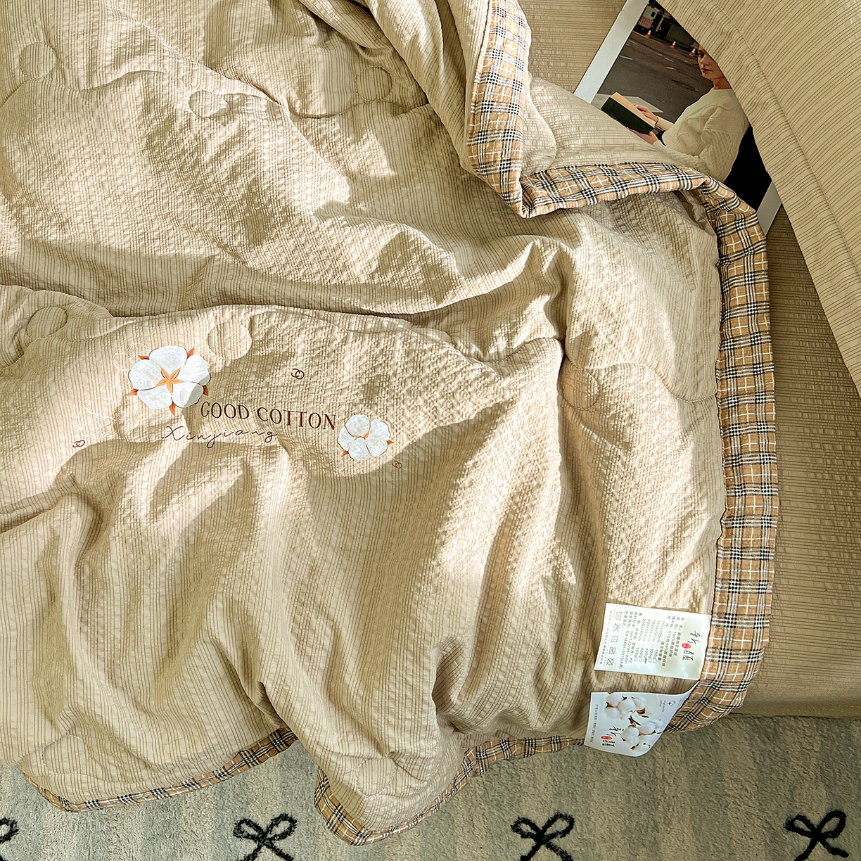 91家纺网 家纺一手货源 找家纺 优承佳生活馆 2026新款超柔泡芙棉烫画棉花夏被（提供买家秀） 泡芙-咖