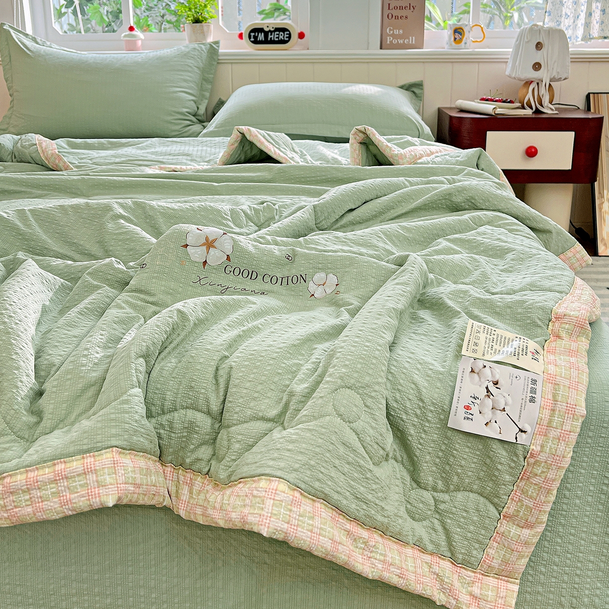 91家纺网 家纺一手货源 找家纺 优承佳生活馆 2026新款超柔泡芙棉烫画棉花夏被（提供买家秀） 泡芙-绿