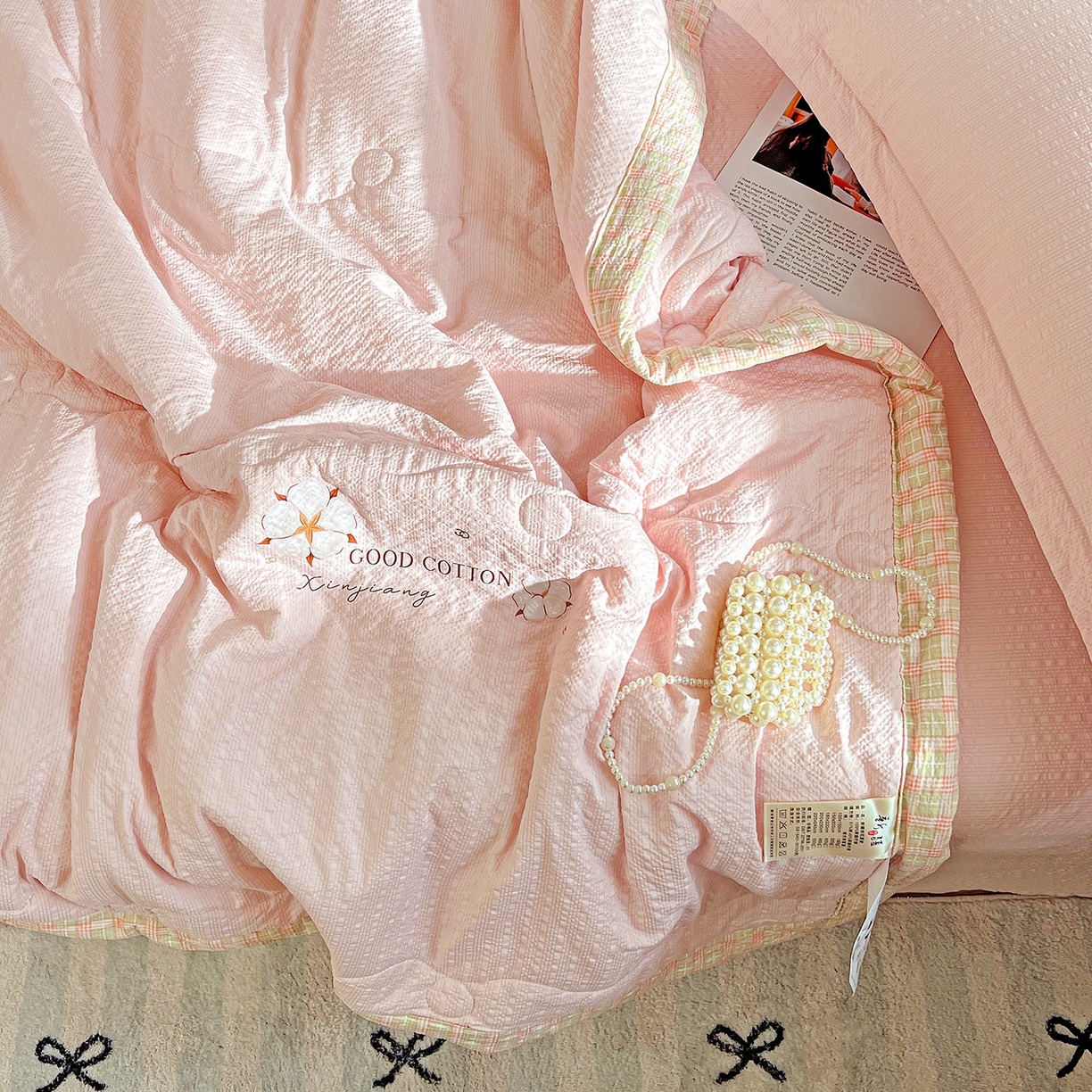 91家纺网 家纺一手货源 找家纺 优承佳生活馆 2026新款超柔泡芙棉烫画棉花夏被（提供买家秀） 泡芙-粉