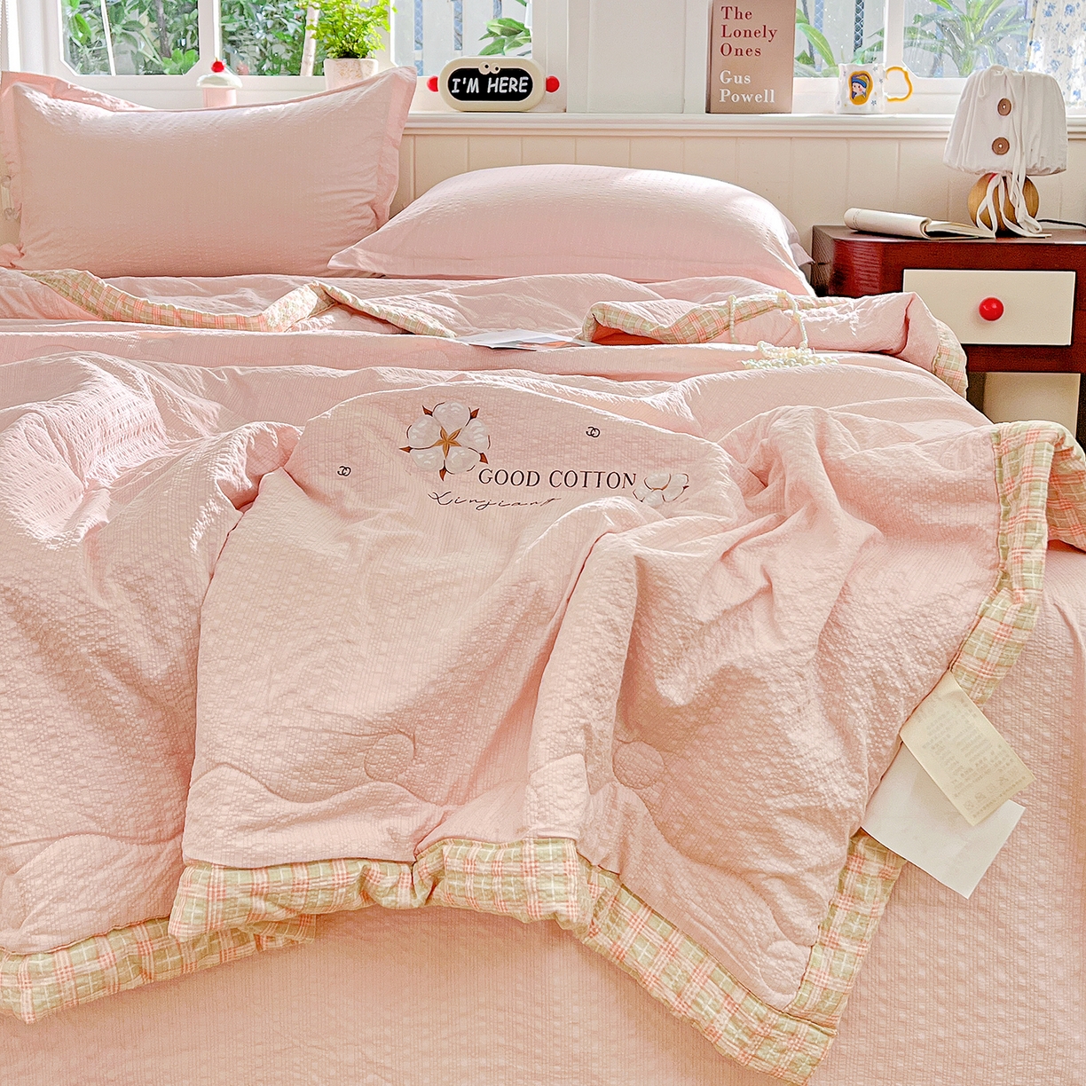 91家纺网 家纺一手货源 找家纺 优承佳生活馆 2026新款超柔泡芙棉烫画棉花夏被（提供买家秀） 泡芙-粉