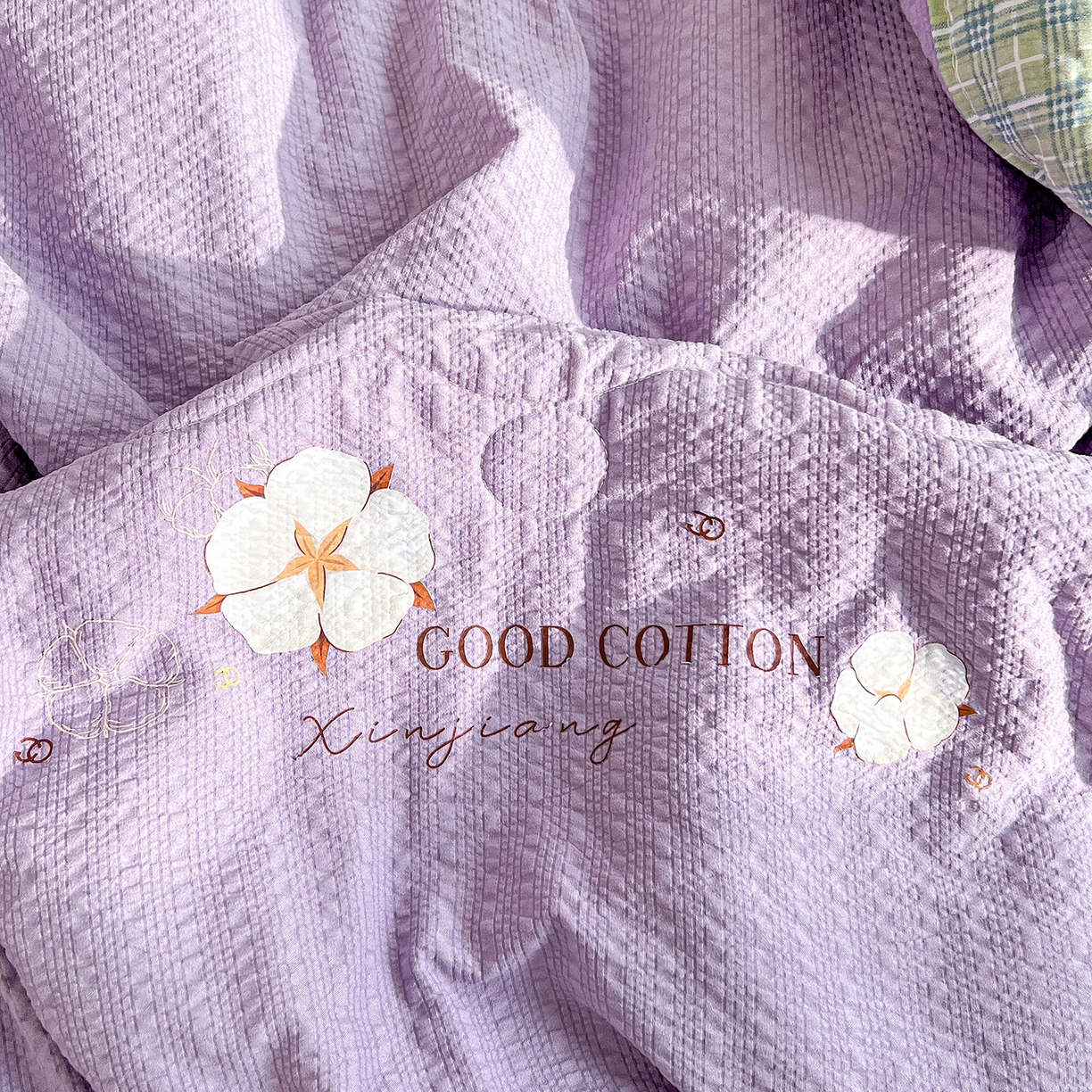 91家纺网 家纺一手货源 找家纺 优承佳生活馆 2026新款超柔泡芙棉烫画棉花夏被（提供买家秀） 泡芙-紫