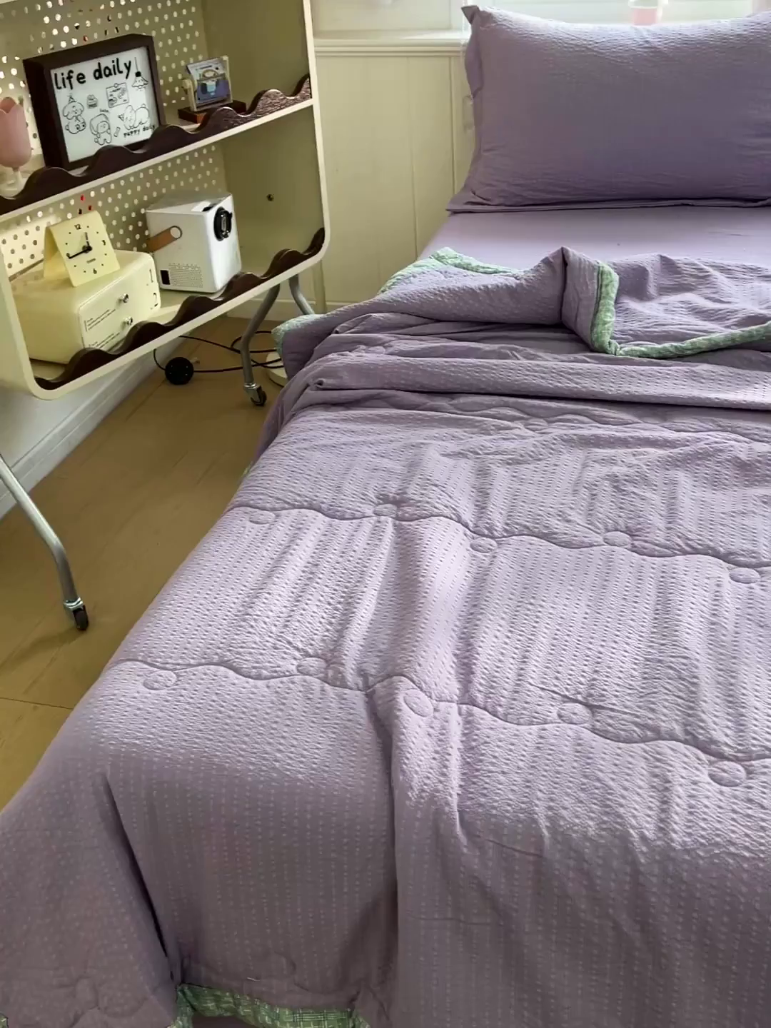 91家纺网 家纺一手货源 找家纺 优承佳生活馆 2026新款超柔泡芙棉烫画棉花夏被（提供买家秀） 泡芙-紫
