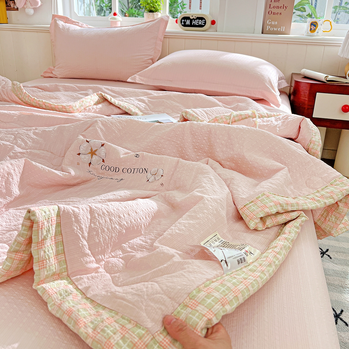 91家纺网 家纺一手货源 找家纺 优承佳生活馆 2026新款超柔泡芙棉烫画棉花夏被（提供买家秀） 泡芙-粉