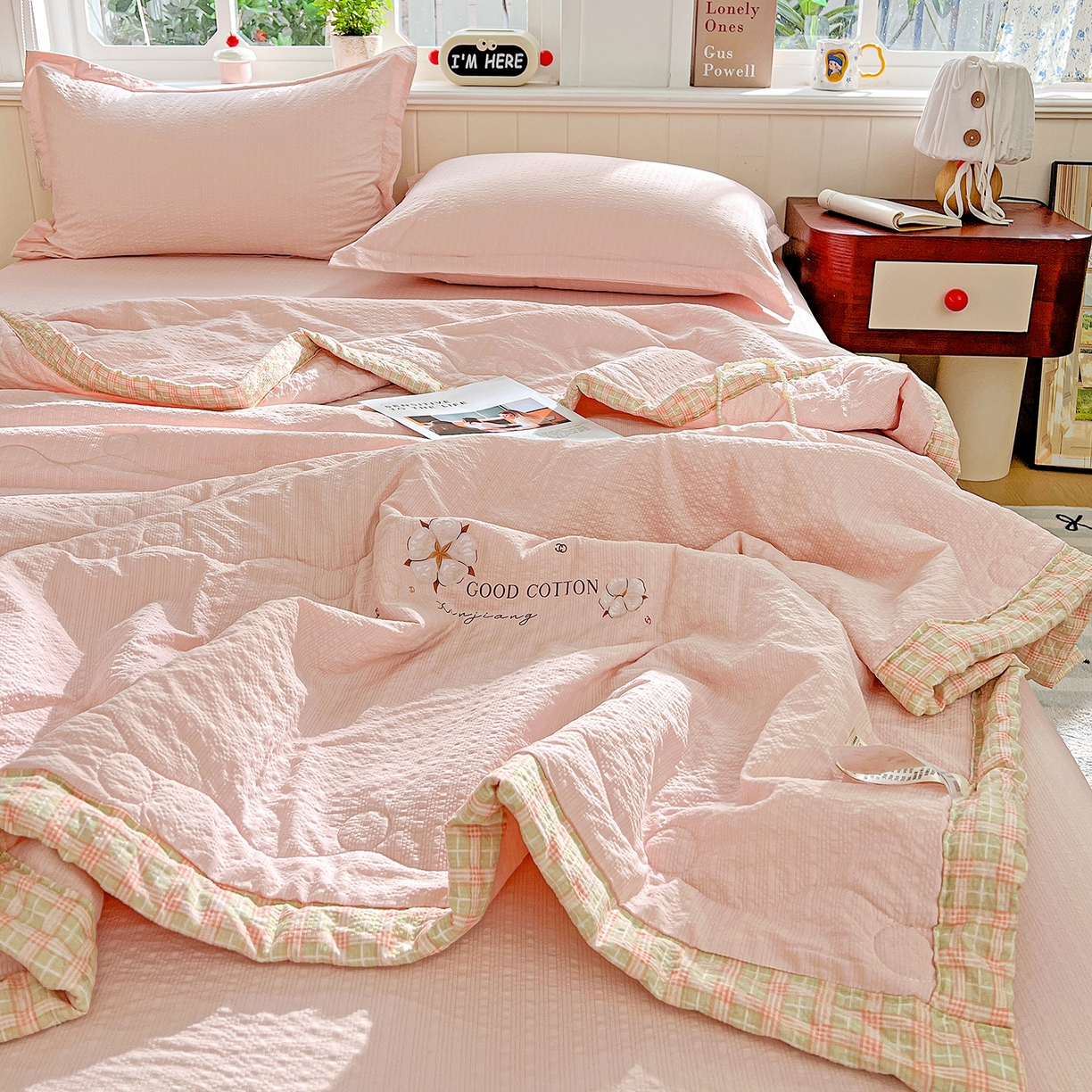 91家纺网 家纺一手货源 找家纺 优承佳生活馆 2026新款超柔泡芙棉烫画棉花夏被（提供买家秀） 泡芙-粉