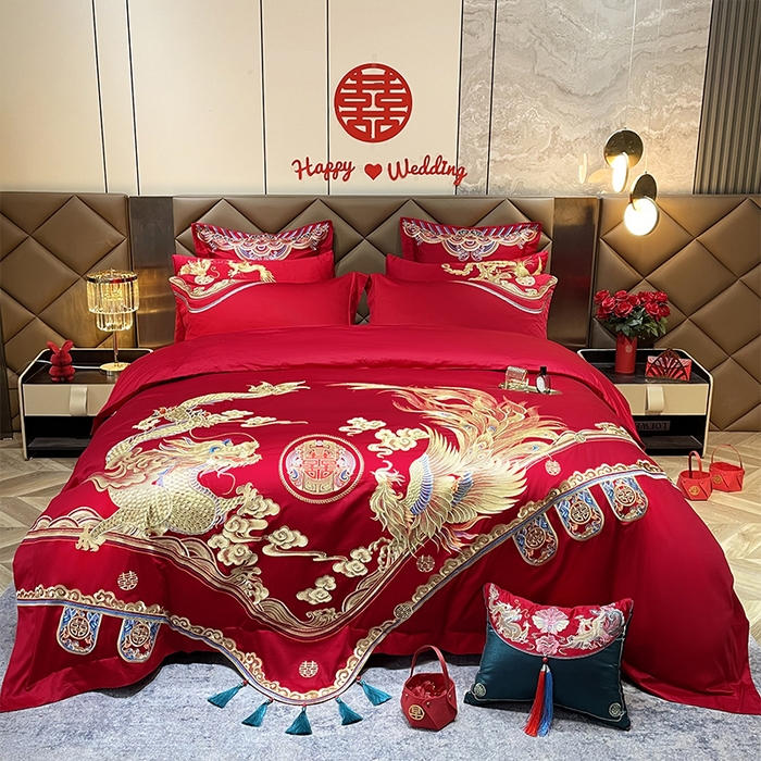（总）甜咪咪婚庆 2026新款长绒棉全棉绣花结婚婚庆四件套多件套床单床盖款