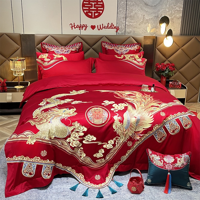 91家纺网 家纺一手货源 找家纺 （总）甜咪咪婚庆 2026新款长绒棉全棉绣花结婚婚庆四件套多件套床单床盖款