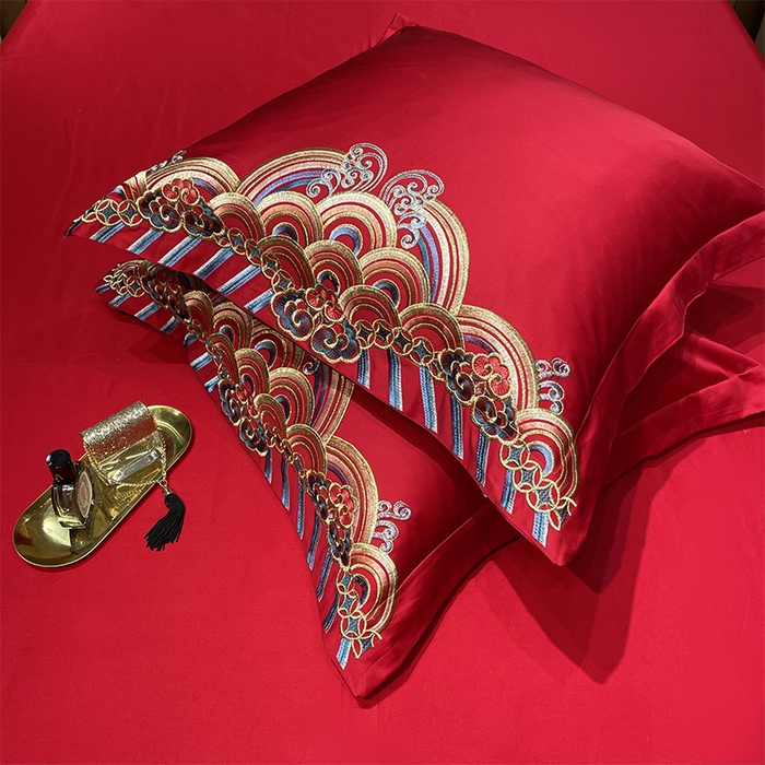 91家纺网 家纺一手货源 找家纺 （总）甜咪咪婚庆 2026新款长绒棉全棉绣花结婚婚庆四件套多件套床单床盖款