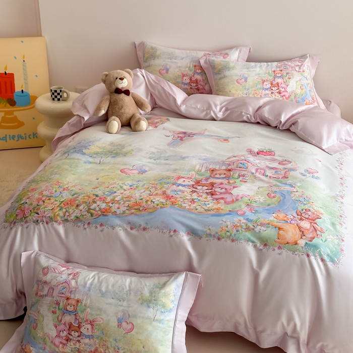 91家纺网 家纺一手货源 找家纺 （总）U品汇 2026新品纯棉全棉平网大版数码印花四件套高端60支长绒棉贡缎埋绳宽边系列