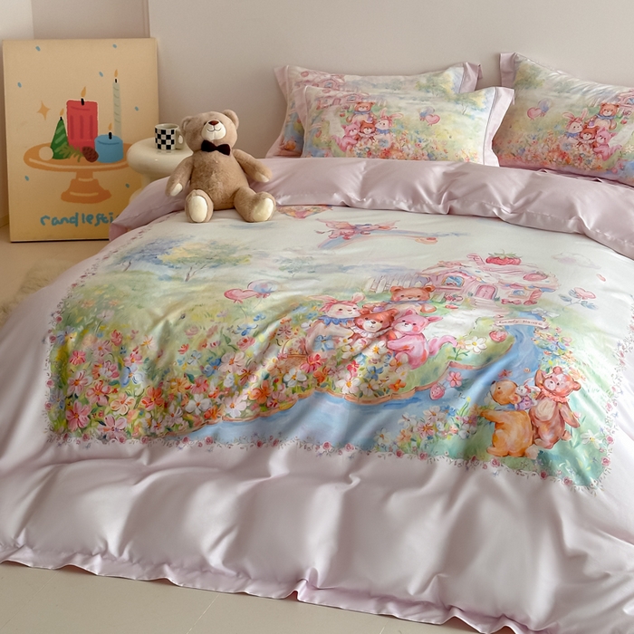 91家纺网 家纺一手货源 找家纺 （总）U品汇 2026新品纯棉全棉平网大版数码印花四件套高端60支长绒棉贡缎埋绳宽边系列