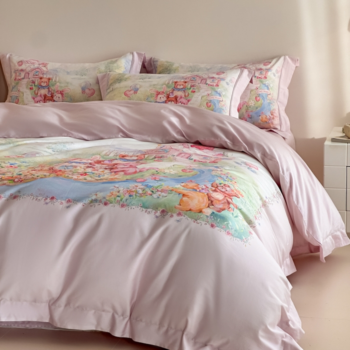 91家纺网 家纺一手货源 找家纺 （总）U品汇 2026新品纯棉全棉平网大版数码印花四件套高端60支长绒棉贡缎埋绳宽边系列