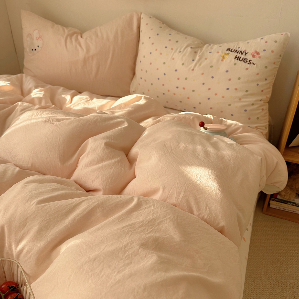 91家纺网 家纺一手货源 找家纺 （总）顾里家纺 2026新款云感皱皱纱卡通贴布绣四件套（会员-3元）